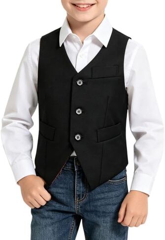 Visaccy 3 Buttons Boys Girls Fully Lined Formal Suit Vest in Kuwait