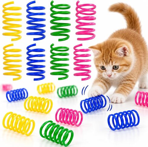 Cat Spring Toys 20 عبوة ملونة لفائف زنبركية بلاستيكية ملونة جذب القطط إلى Swat ، اللدغة ، ألعاب القطط للقطط الداخلية لجميع السلالات in Kuwait