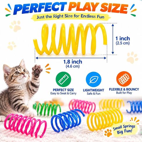 Cat Spring Toys 20 عبوة ملونة لفائف زنبركية بلاستيكية ملونة جذب القطط إلى Swat ، اللدغة ، ألعاب القطط للقطط الداخلية لجميع السلالات in Kuwait