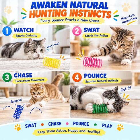 Cat Spring Toys 20 عبوة ملونة لفائف زنبركية بلاستيكية ملونة جذب القطط إلى Swat ، اللدغة ، ألعاب القطط للقطط الداخلية لجميع السلالات in Kuwait