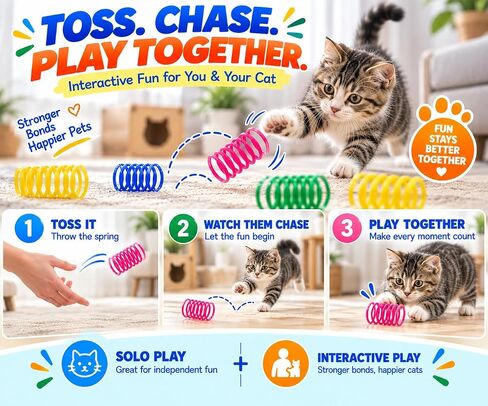 Cat Spring Toys 20 عبوة ملونة لفائف زنبركية بلاستيكية ملونة جذب القطط إلى Swat ، اللدغة ، ألعاب القطط للقطط الداخلية لجميع السلالات in Kuwait
