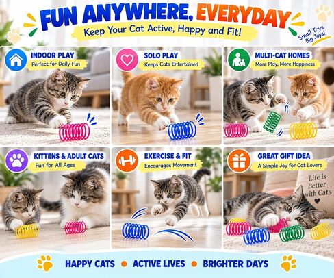 Cat Spring Toys 20 عبوة ملونة لفائف زنبركية بلاستيكية ملونة جذب القطط إلى Swat ، اللدغة ، ألعاب القطط للقطط الداخلية لجميع السلالات in Kuwait