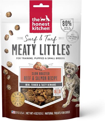 The Honest Kitchen Meaty Littles Dog Treats, Beef & Salmon Recipe, Made with Human Grade Ingredients, High Protein Mini Tender Meat Training Treats for Dogs, 4 oz Bag in Saudi Arabia