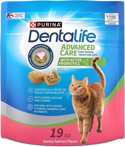 Dentalife Purina Dental Cat Treats, Savory Salmon Flavor, 19 oz Pouch in Kuwait