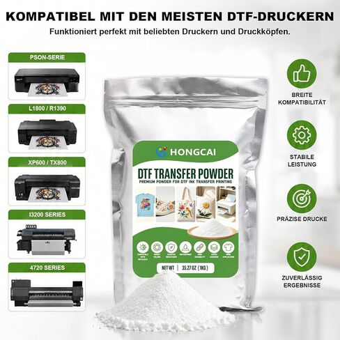 DTF Powder White – 1000g / 35.2 oz Hot Melt Adhesive Powder for DTF Printing, Strong Bonding Transfer Powder for All Fabrics, Compatible with DTF & DTG Printers for Commercial Use in Kuwait