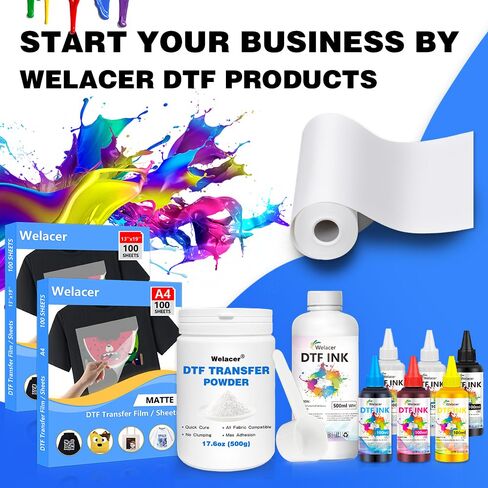 Fine DTF Powder White 17.6oz (500g), No Clumping Hot Melt Adhesive Transfer Powder for Inkjet Printer – All Fabric Compatible, Strong Adhesion, Quick Cure(0-80um) in Saudi Arabia