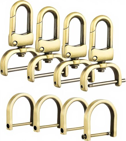 4 قطع من MELORDY مشبك دوار بخطاف قابل للفصل مع 4 قطع من حلقات D-Rings في القيد لاستبدال حزام المحفظة DIY (Gunmetal، 3/4 بوصة) in Kuwait