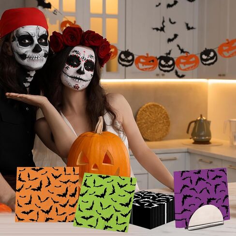 Halloween Paper Napkins,Colorful Bat Napkins for Spooky Party Supplies in Kuwait