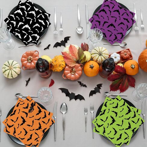 Halloween Paper Napkins,Colorful Bat Napkins for Spooky Party Supplies in Kuwait