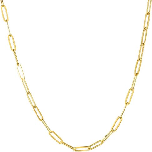Stainless Steel Dainty Paperclip Link Chain Necklace for Women with Extension - Silver and Gold Color in Kuwait
