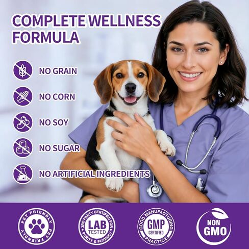 40 in 1 Dog Vitamins and Supplements 200Ct Dog Multivitamin Chewable, Immunity Support Multivitamin Vitamins with Turkey Tail Mushroom, Skin & Coat, Mobility, Gut & Heart Health, Hip & Joint Support in Saudi Arabia