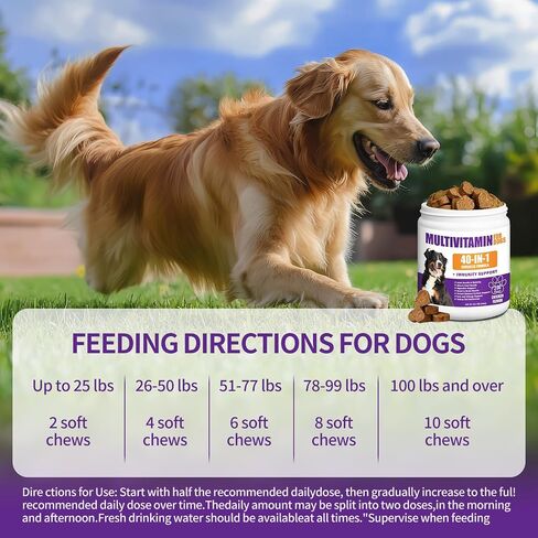 40 in 1 Dog Vitamins and Supplements 200Ct Dog Multivitamin Chewable, Immunity Support Multivitamin Vitamins with Turkey Tail Mushroom, Skin & Coat, Mobility, Gut & Heart Health, Hip & Joint Support in Saudi Arabia
