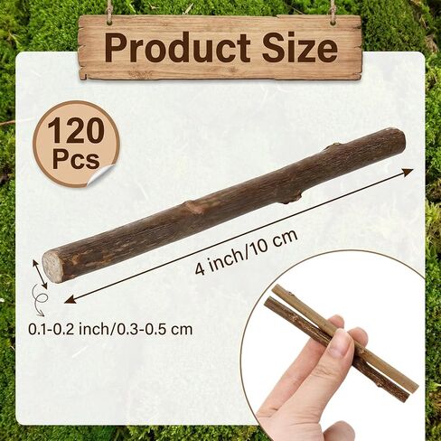 120 Pcs Wood Log Sticks, 4 Inch Wood Twig Sticks for Crafts, 0.1-0.2 Inch Diameter Natural Willow Stick for DIY Photo Props, Home Decoration, Festival Decoration, Pet Toys, School Projects in Saudi Arabia