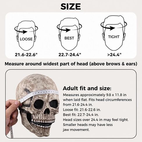 Kocuos Full Head Skull Mask with Movable Jaw, Halloween Scary Mask, Head Realistic Latex Mask in Kuwait