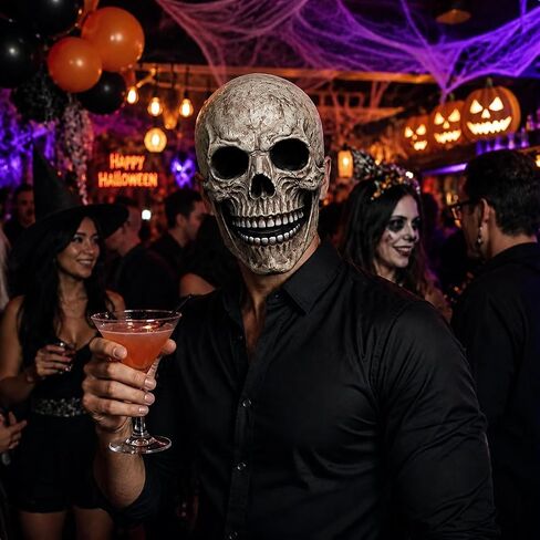 Kocuos Full Head Skull Mask with Movable Jaw, Halloween Scary Mask, Head Realistic Latex Mask in Kuwait