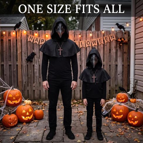 Plague Doctor Mask and Cloak Long Nose Beak Halloween Costume Props Leather Masks for Adult in Kuwait