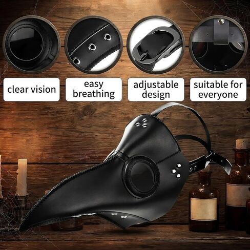 Plague Doctor Mask and Cloak Long Nose Beak Halloween Costume Props Leather Masks for Adult in Kuwait