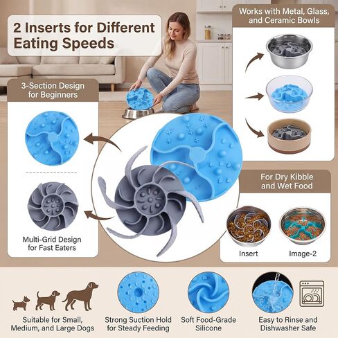 Ondware 2 Pack Dog Bowl Slow Feeder Inserts Cuttable Silicone, 4.7-7 in in Saudi Arabia