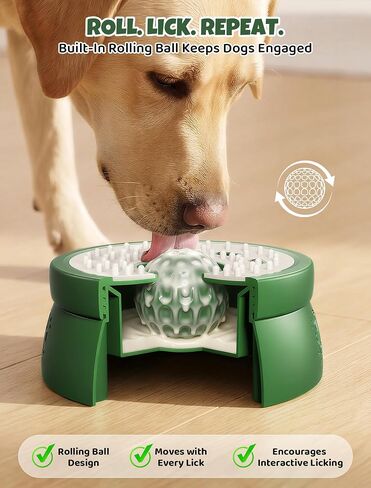 ORDORA Slow Feeder Dog Lick Bowl with Rolling Ball for Liquids and Spreads in Kuwait
