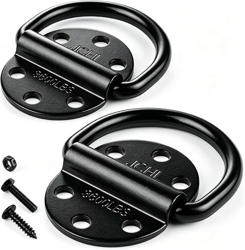 D-Rings Tie Downs Anchors Heavy Duty Steel 3600 Pound Capacity Lashing Rings for Loads on Trailers Trucks RV Campers Vans ATV SUV Boats Tie Down Ring with Screws&Bolts (10-Packs) in Kuwait