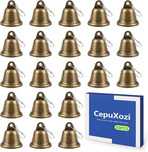 CepuXozi 20PCS Small Brass Jingle Bells with Clips, Vintage Bronze Mini Bells for Crafts, Tiny Metal Decor for DIY Crafting, Dog Collars, Wedding, Christmas Tree Decoration in Saudi Arabia