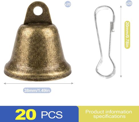 CepuXozi 20PCS Small Brass Jingle Bells with Clips, Vintage Bronze Mini Bells for Crafts, Tiny Metal Decor for DIY Crafting, Dog Collars, Wedding, Christmas Tree Decoration in Saudi Arabia
