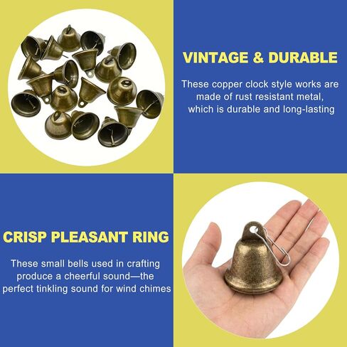 CepuXozi 20PCS Small Brass Jingle Bells with Clips, Vintage Bronze Mini Bells for Crafts, Tiny Metal Decor for DIY Crafting, Dog Collars, Wedding, Christmas Tree Decoration in Saudi Arabia