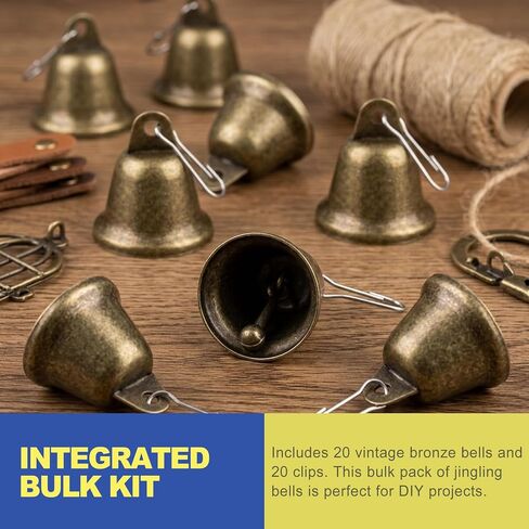 CepuXozi 20PCS Small Brass Jingle Bells with Clips, Vintage Bronze Mini Bells for Crafts, Tiny Metal Decor for DIY Crafting, Dog Collars, Wedding, Christmas Tree Decoration in Saudi Arabia