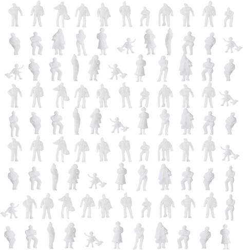 szzijia 1:100 Scale HO Gauge Model Railway White Unpainted Figure People (Pack of 100) in Kuwait