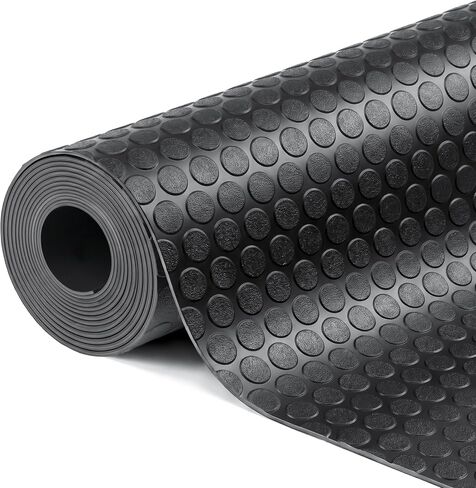 SEAL 5 x 15 Ft Premium Garage Floor Mat, Solid 2.8mm Thickened Black Commercial Grade Heavy Duty Parking Mat for Garage Floor, Golf Cart, Water/Stain Resistant Floor Runner (Embossed Diamond Plate) in Kuwait