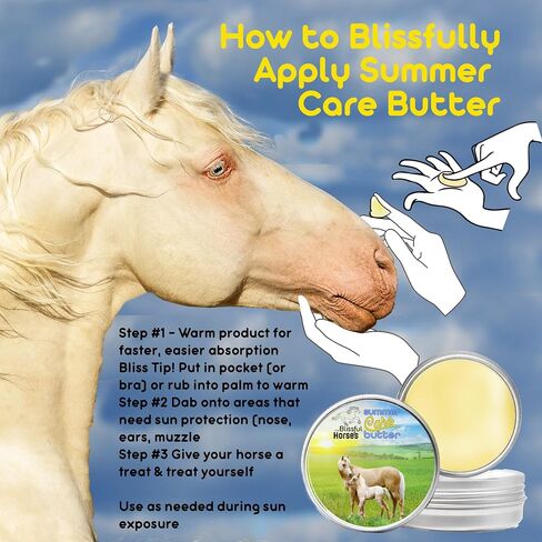 The Blissful Horses Summer Care Sun Butter, Gentle Horse Sunscreen, Easy-to-Apply Equine Sunblock Solution, Must-Have Horse Essentials for All Day Sun Protection, 2 oz. in Kuwait