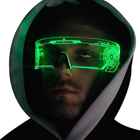 نظارات Fancy LED مع بطاريات، ألوان إضاءة وامضة/ثابتة، تومض في الظلام، نظارات بنمط مستقبلي للحفلات in Kuwait