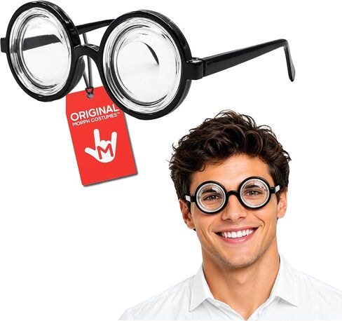 Nicky Bigs Novelties Round Bubble Thick Scratchy Lensed Nerd Eye Glasses Fake Plastic Costume Prop in Kuwait