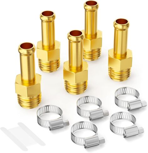 GASHER 5PCS Brass Brake Line Hose Fittings 3/8" Barb x 1/2"-20 Threads（Inverted Flare） Union for Fuel/AIR/Lquid/Gas in Kuwait