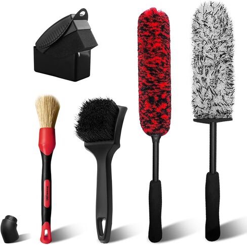 YeewayVeh Car Wheel Brush Set, 4 Pack Scratch-Free Microfiber Deep Tires Cleaning Brush,Tyre Dressing Applicator Brush and Detailing Brush for Vehicle Motorcycle Rim Engine Exhaust Tips Car Wash Kit in Kuwait
