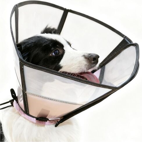 Soft Dog Cone, Stop Licking Deep Pet Recovery Collar After Surgery for Extra Large Dogs, Clear Plastic Breathable Elizabethan Head Neck Circle, Adjustable Comfortable Cones 30cm Long (XL Black) in Saudi Arabia