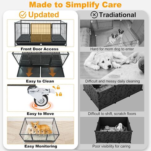 Homey Pet 43" Whelping Box for Dogs and Puppies, Easy Puppy Care in Kuwait