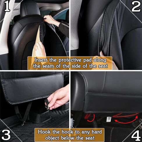 for Tesla Accessories Seat Back Kick Protectors for Kids, Kick Mats Leather Back Seat Cover Protect from Mud, Stains, Scratches Fit for Model Y X S 3 (2PCS) in Kuwait