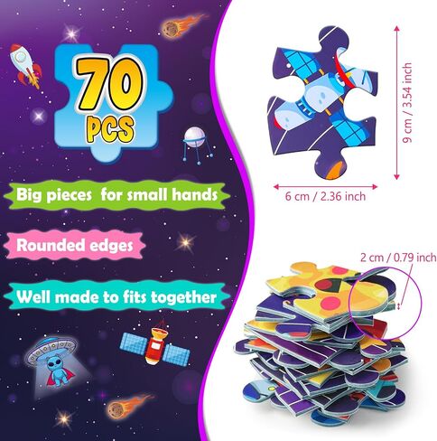 UNGLINGA 70 Piece Solar System Floor Puzzles for Kids Ages 3-5 4-6 6-8 in Kuwait