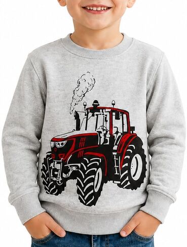 Akyzic Toddler Boys Sweatshirts Cotton Crewneck Truck Shirt Dinosaur Long Sleeve Pullover Tops Tees 2-8T in Kuwait