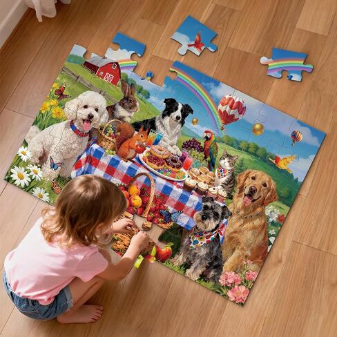 48Pcs Jumbo Floor Puzzle, 3x2Ft Animals Puppy Toy for Toddlers in Kuwait