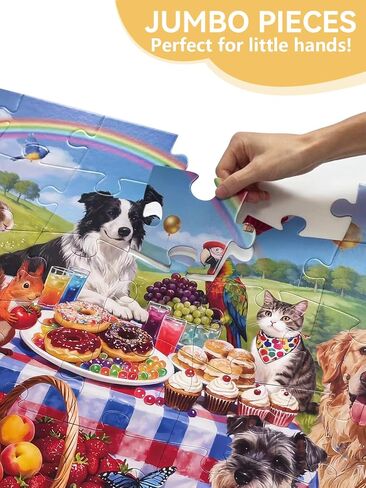 48Pcs Jumbo Floor Puzzle, 3x2Ft Animals Puppy Toy for Toddlers in Kuwait
