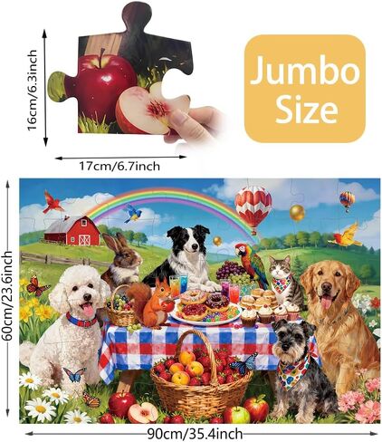 48Pcs Jumbo Floor Puzzle, 3x2Ft Animals Puppy Toy for Toddlers in Kuwait