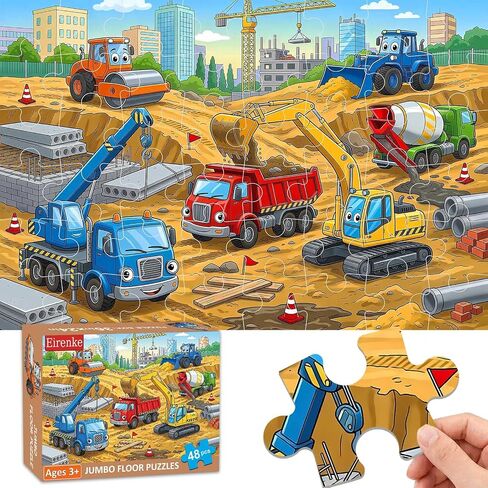 Jumbo Floor Puzzles for Kids Ages 3-5, 48 Piece Construction Site Puzzles in Saudi Arabia
