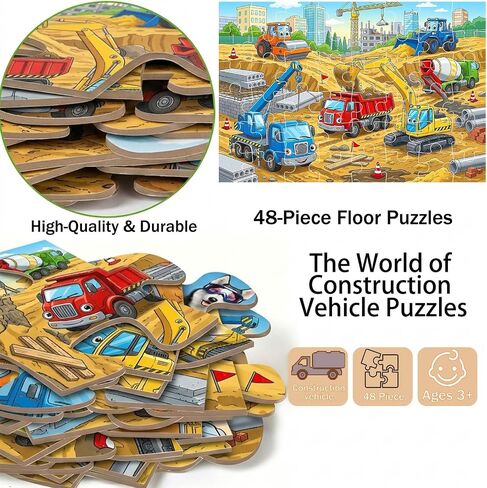 Jumbo Floor Puzzles for Kids Ages 3-5, 48 Piece Construction Site Puzzles in Saudi Arabia