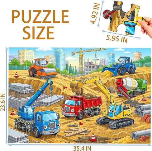 Jumbo Floor Puzzles for Kids Ages 3-5, 48 Piece Construction Site Puzzles in Saudi Arabia