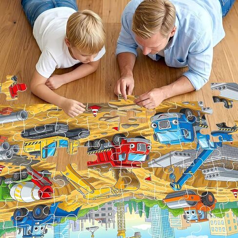 Jumbo Floor Puzzles for Kids Ages 3-5, 48 Piece Construction Site Puzzles in Saudi Arabia