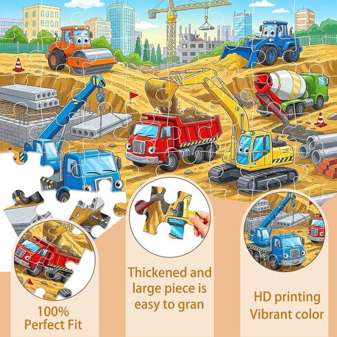 Jumbo Floor Puzzles for Kids Ages 3-5, 48 Piece Construction Site Puzzles in Saudi Arabia