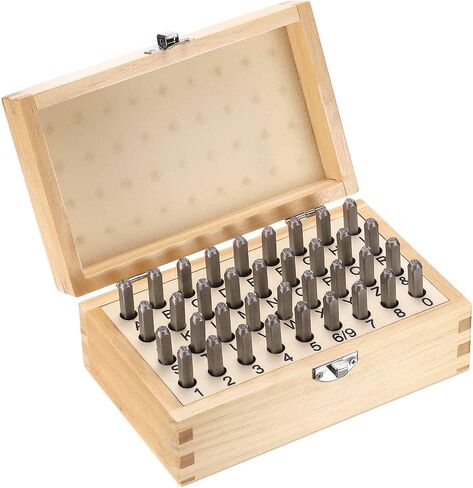 HARFINGTON 36pcs Metal Stamping Kit 1/16" (1.5mm) Steel Uppercase Letter and Number Punch Set (A-Z / 0-8 / "&" Symbol) Sandblasting Punch Press Tool for Imprinting Metal Plastic Wood Leather in Kuwait