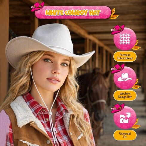 4E's Novelty Cowboy Hat for Women & Men, Felt Cowgirl Hat for Adults, Western Party Dress Up Accessories in Kuwait